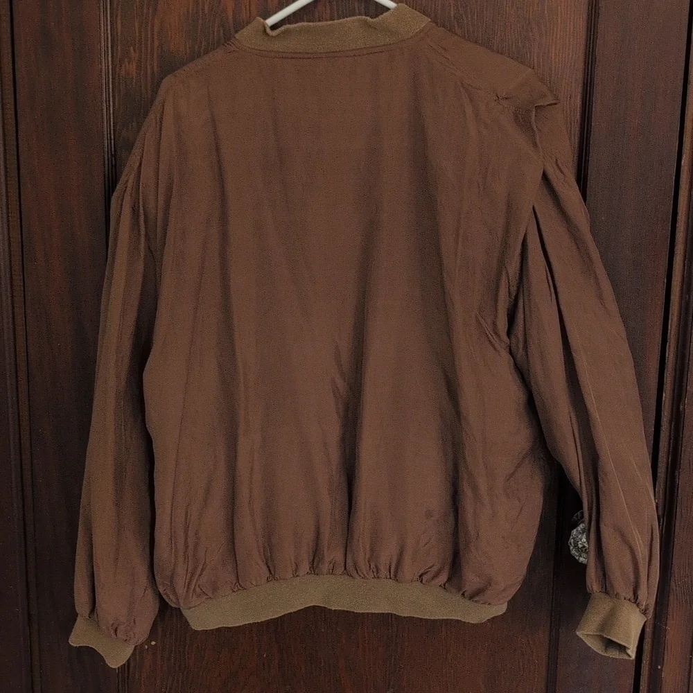 Bogari Chocolate Brown Silk Bomber Jacket Vintage Made In usa Size Large